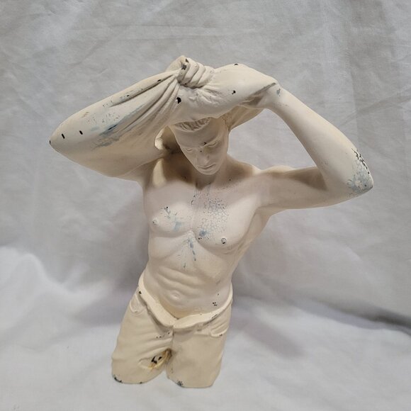 Man's Torso Sculpture Statue Signed Oliver Tupton Muscular Sexy Vintage College - Picture 1 of 15
